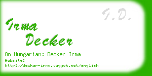 irma decker business card